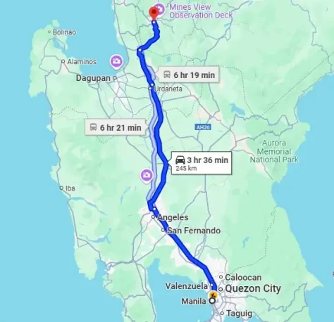 Victory Liner to Baguio Map